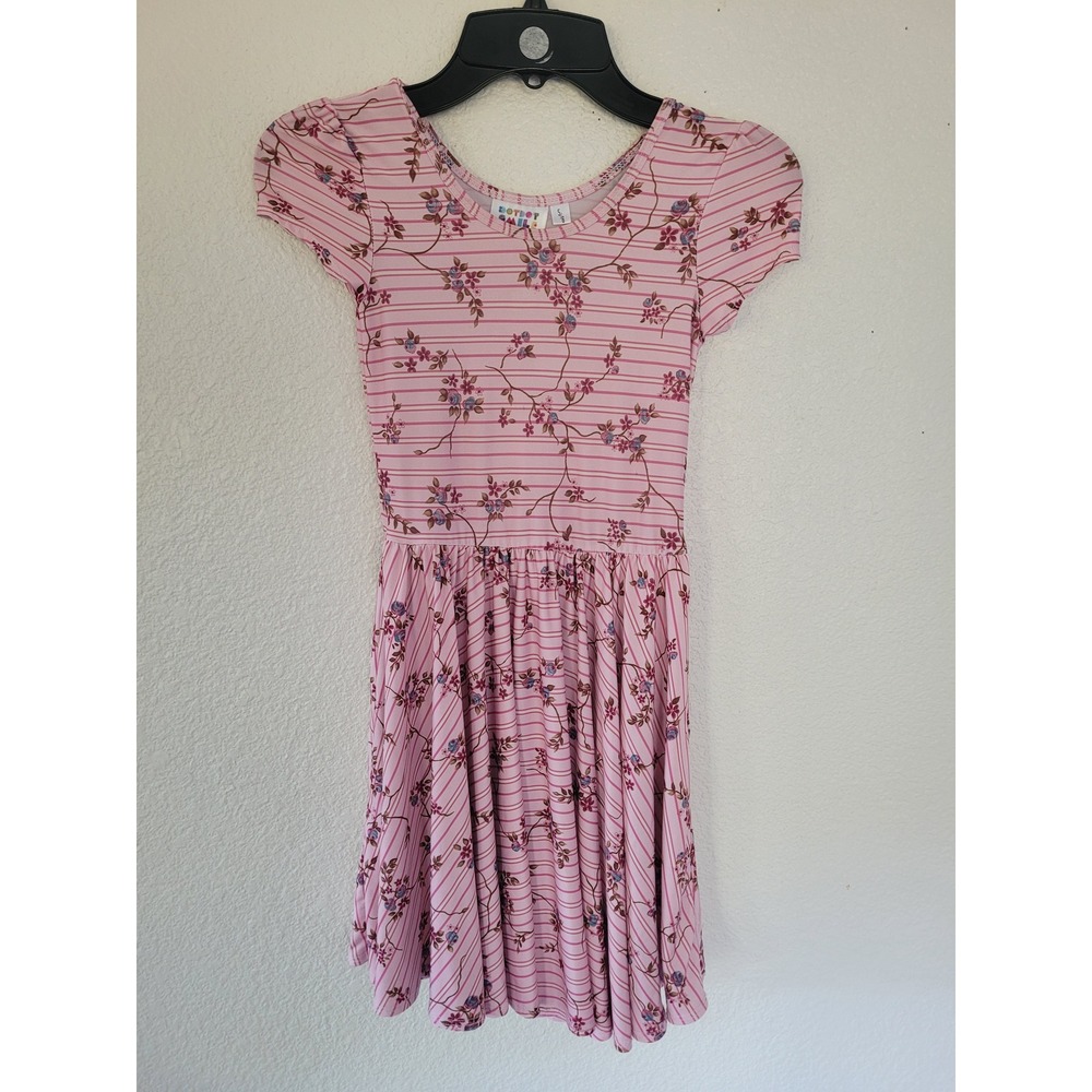 Dot Dot Smile Girls‎ Pink Floral Striped Short Sleeve Fit & Flare Dress 5/6 #5